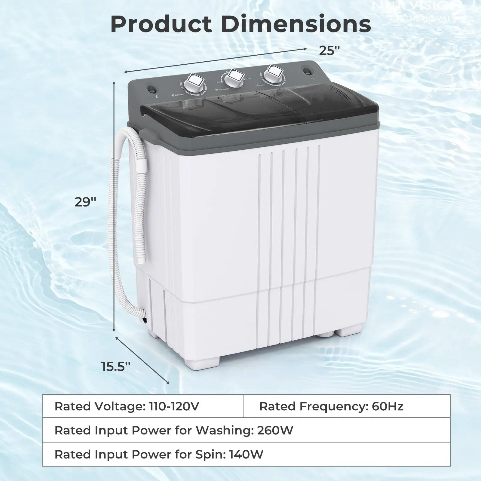 Portable Washing Machine with Built-in Drain Pump by DirectDeals