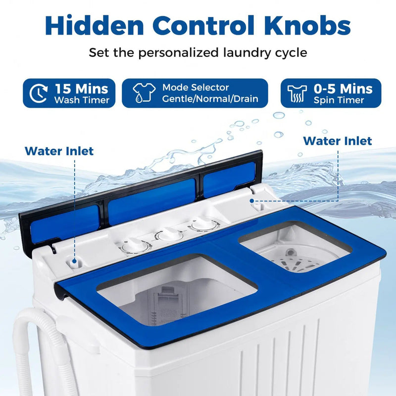 Portable Washing Machine with 12 LBS Washer and 8 LBS Spinner Combo for Apartments by DirectDeals