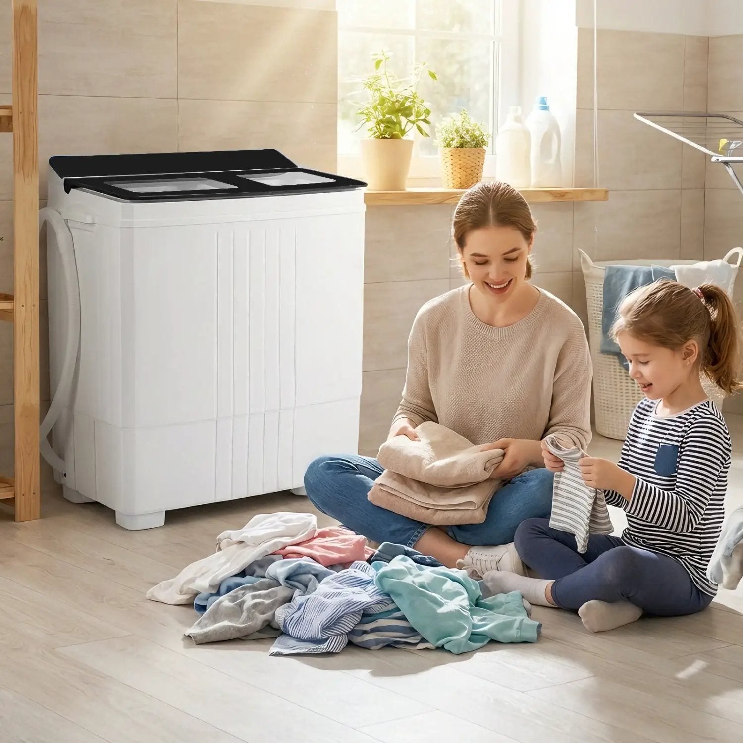 Portable Washing Machine with 12 LBS Washer and 8 LBS Spinner Combo for Apartments by DirectDeals