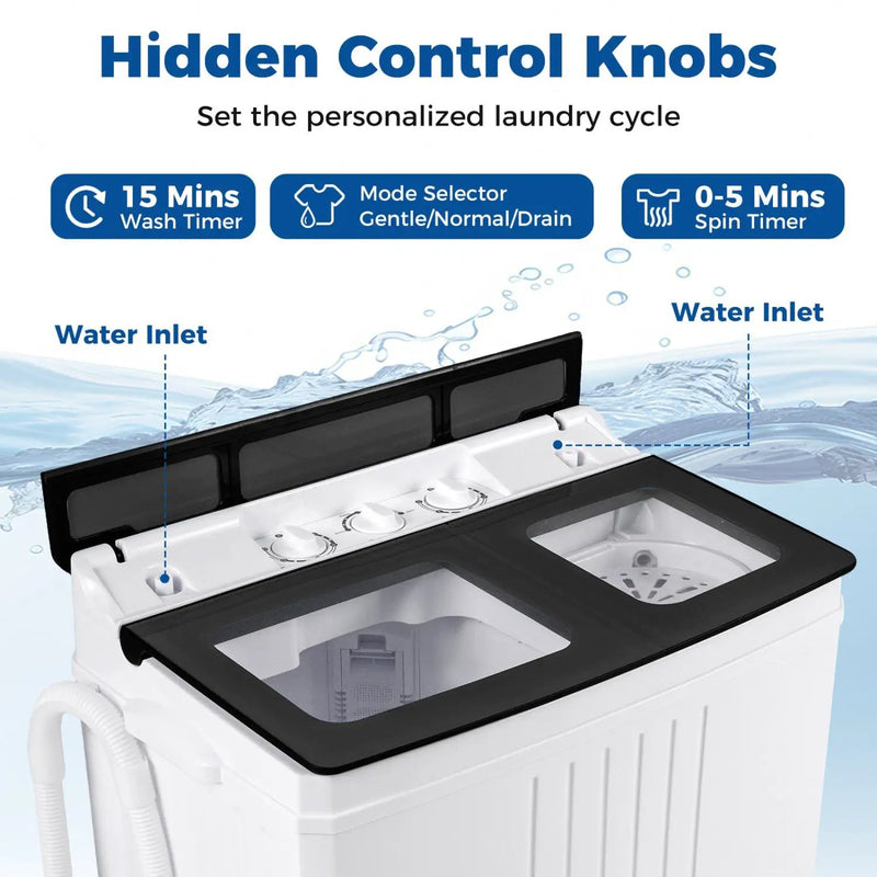 Portable Washing Machine with 12 LBS Washer and 8 LBS Spinner Combo for Apartments by DirectDeals