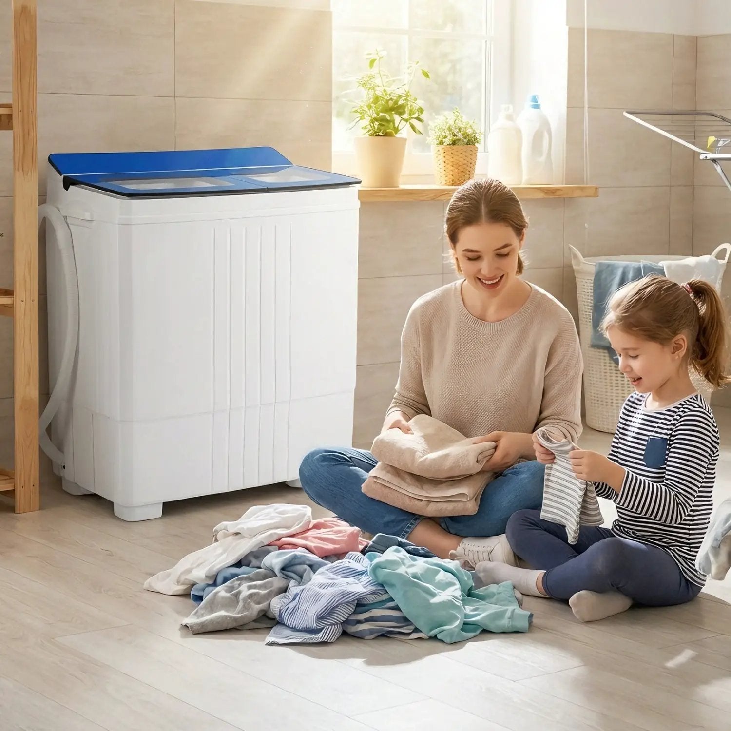 Portable Washing Machine 18 lbs Mini Laundry Machine with 11 LBS Washer by DirectDeals