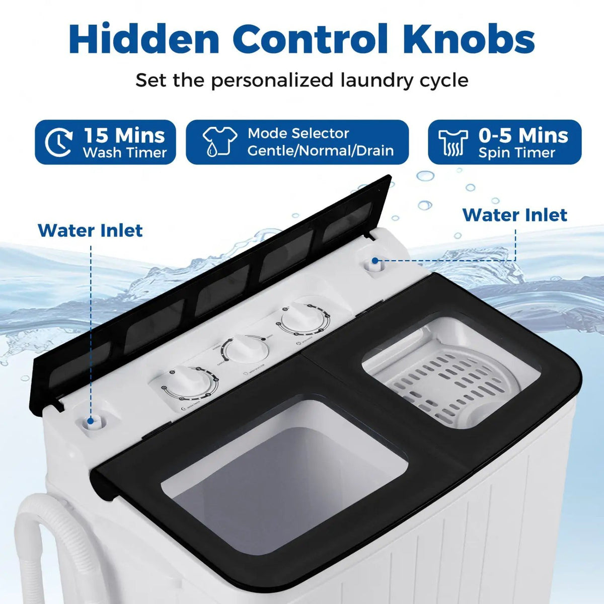 Portable Washing Machine 18 lbs Mini Laundry Machine with 11 LBS Washer by DirectDeals