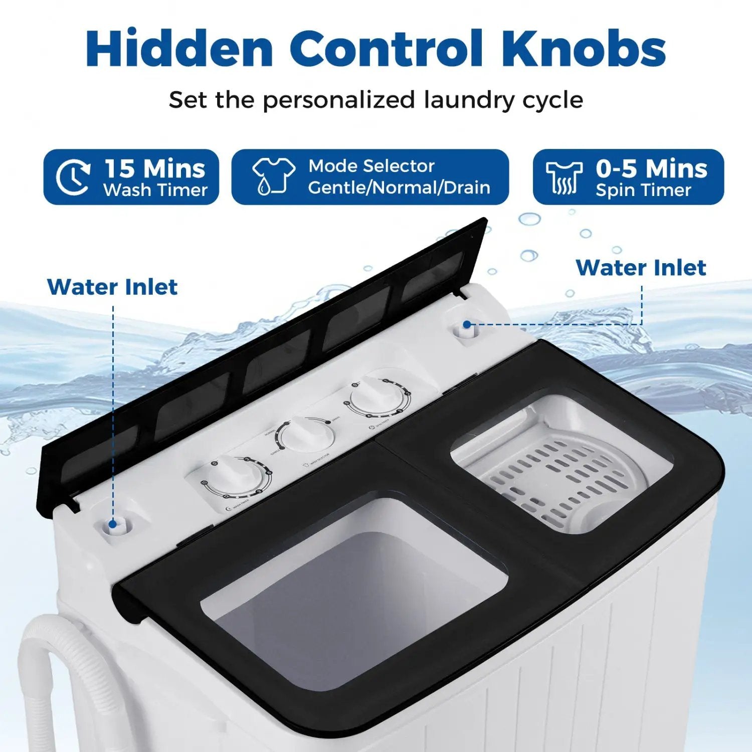 Portable Washing Machine 18 lbs Mini Laundry Machine with 11 LBS Washer by DirectDeals