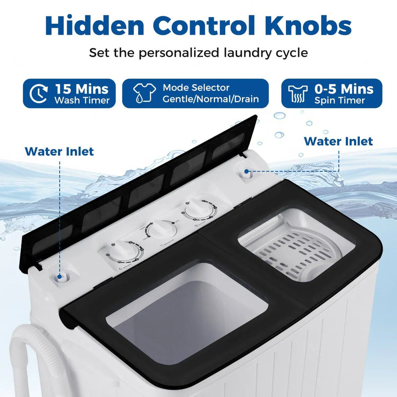 Portable Washing Machine 18 lbs Mini Laundry Machine with 11 LBS Washer by DirectDeals