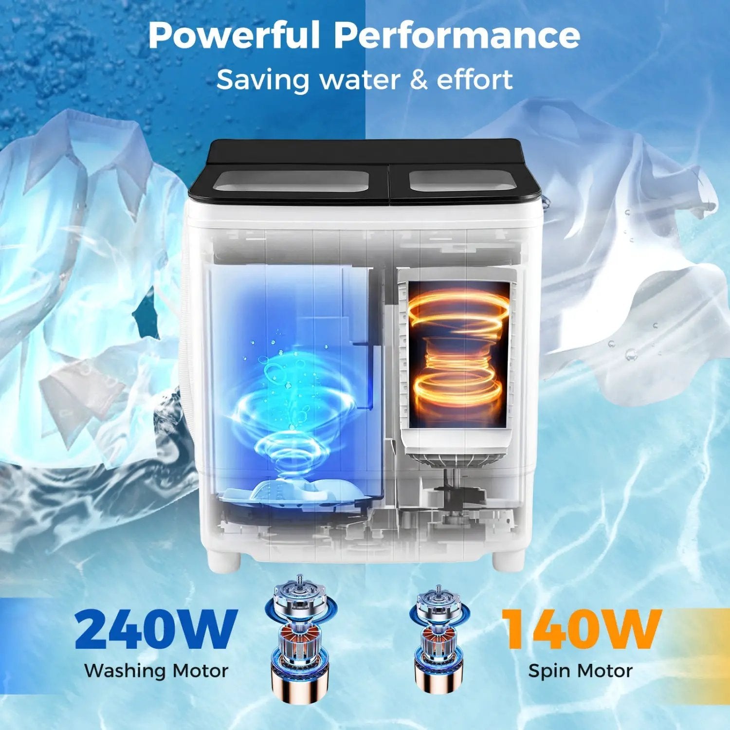 Portable Washing Machine 18 lbs Mini Laundry Machine with 11 LBS Washer by DirectDeals