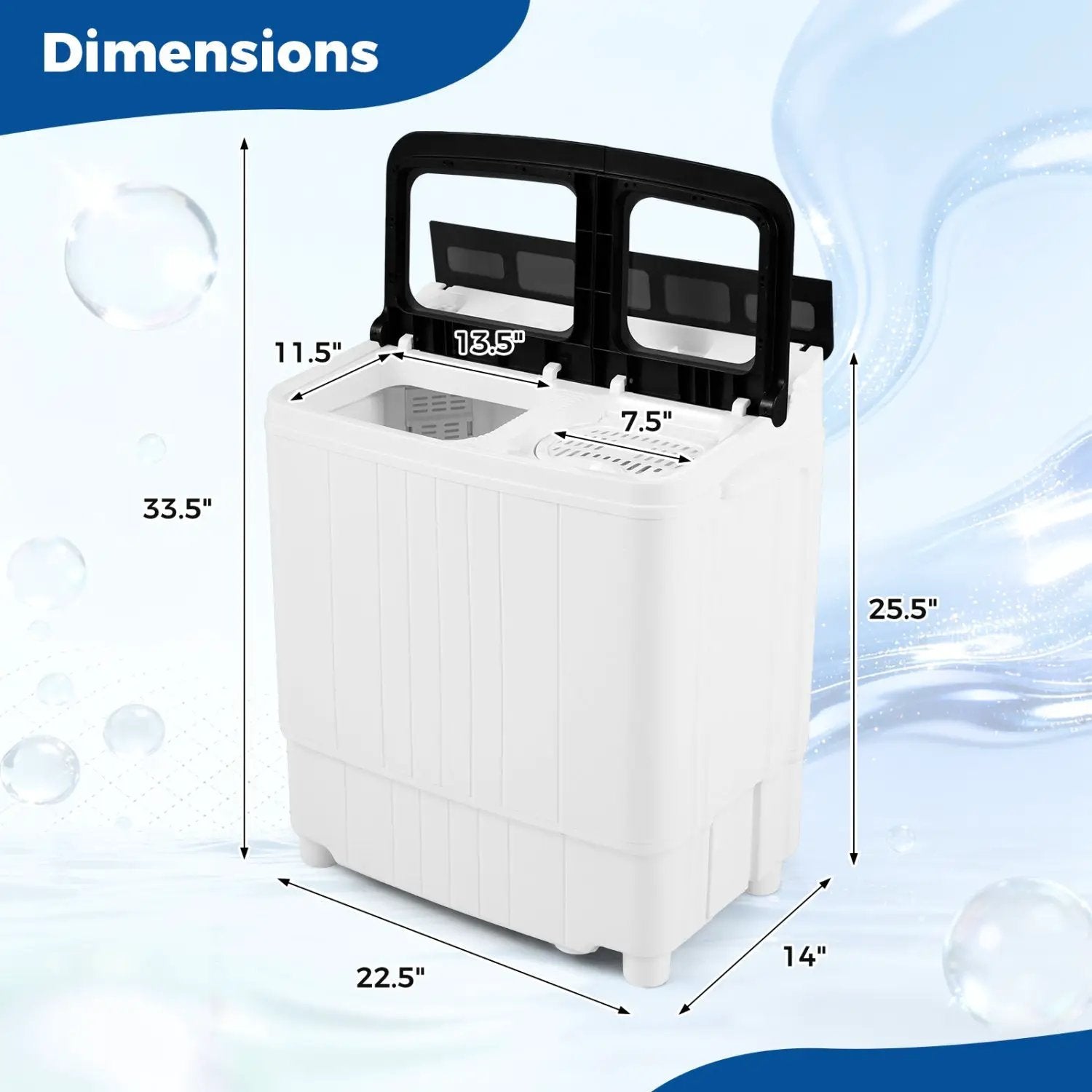 Portable Washing Machine 18 lbs Mini Laundry Machine with 11 LBS Washer by DirectDeals