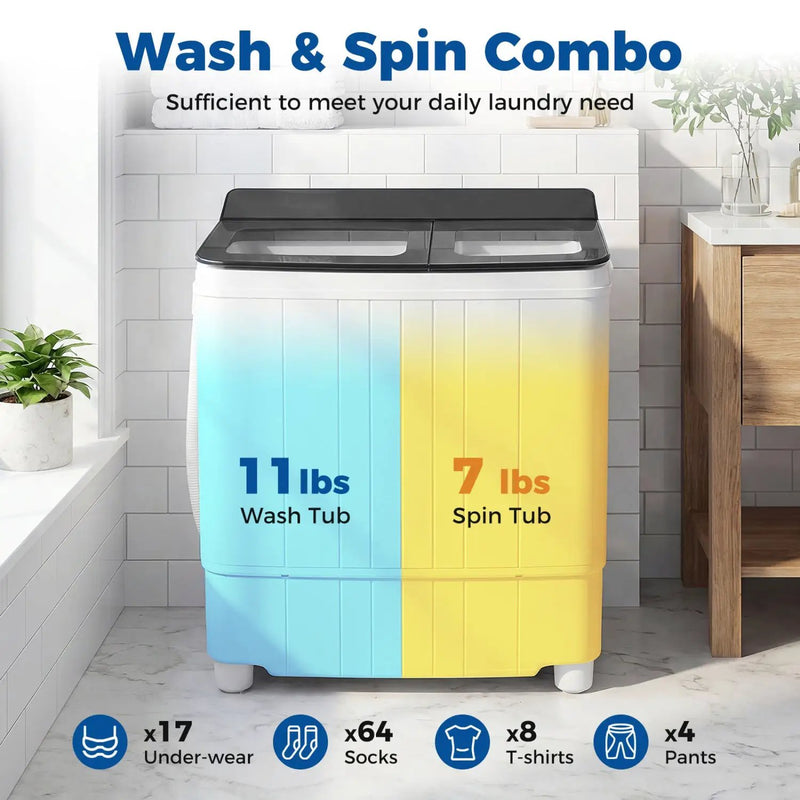 Portable Washing Machine 18 lbs Mini Laundry Machine with 11 LBS Washer by DirectDeals