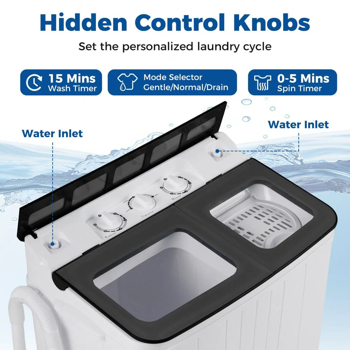 Portable Washing Machine 18 lbs Mini Laundry Machine with 11 LBS Washer by DirectDeals