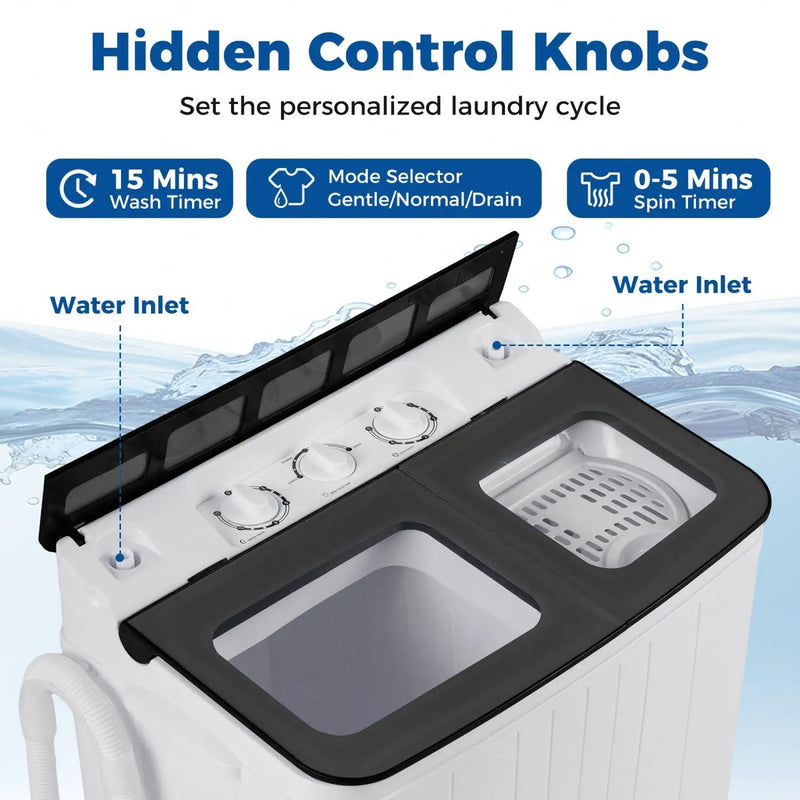Portable Washing Machine 18 lbs Mini Laundry Machine with 11 LBS Washer by DirectDeals