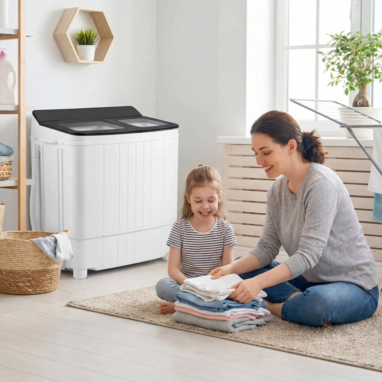 Portable Washing Machine 18 lbs Mini Laundry Machine with 11 LBS Washer by DirectDeals