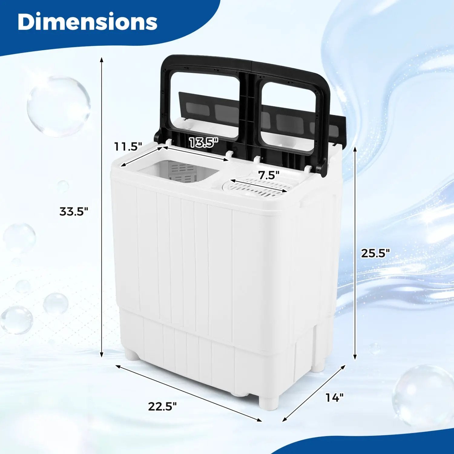 Portable Washing Machine 18 lbs Mini Laundry Machine with 11 LBS Washer by DirectDeals