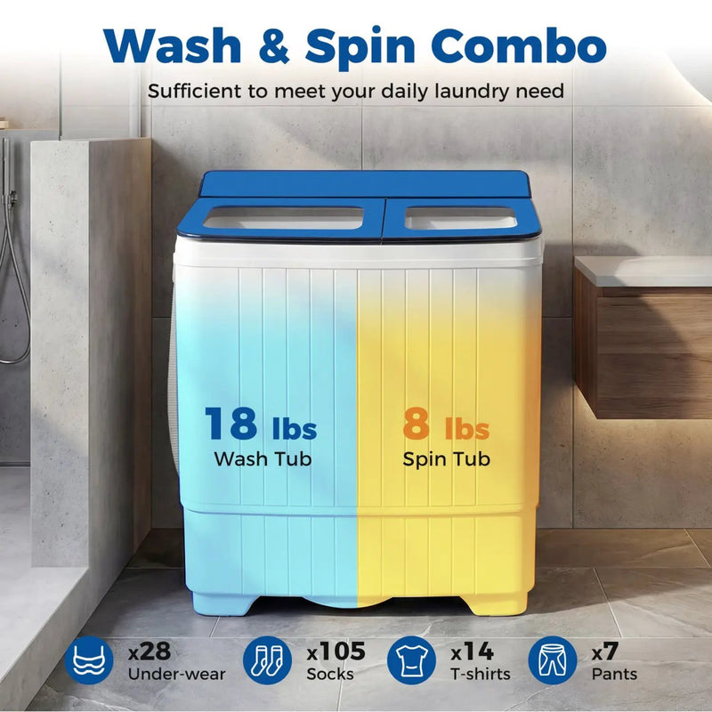 Portable Washing Machine with 18 LBS Washer and 8 LBS Spinner Combo by DirectDeals