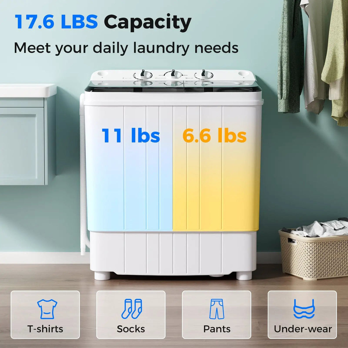 17.6 lbs Portable Washing Machine with Drain Pump by DirectDeals