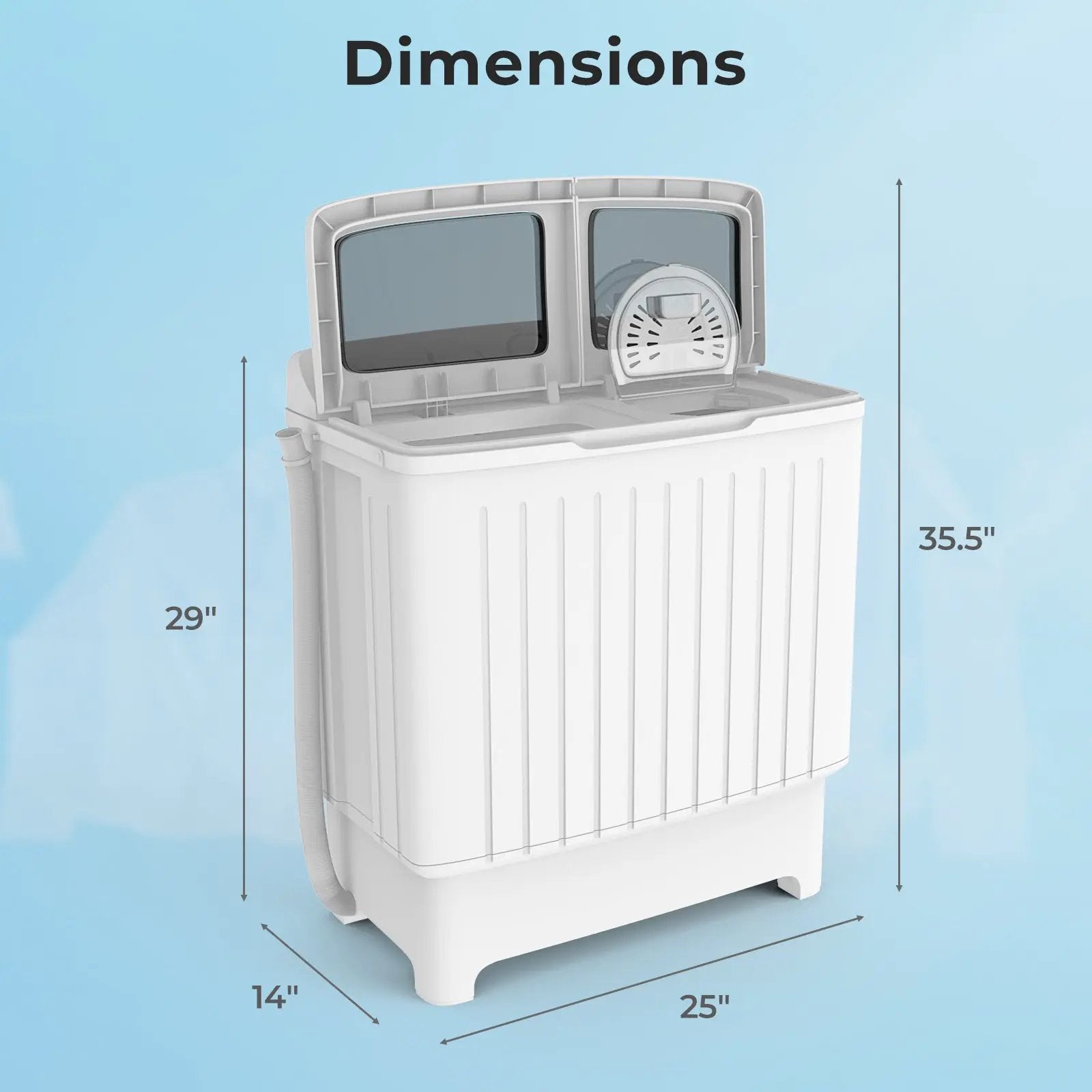 20 lbs Portable Washing Machine with Built-in Gravity Drain-Gray by DirectDeals
