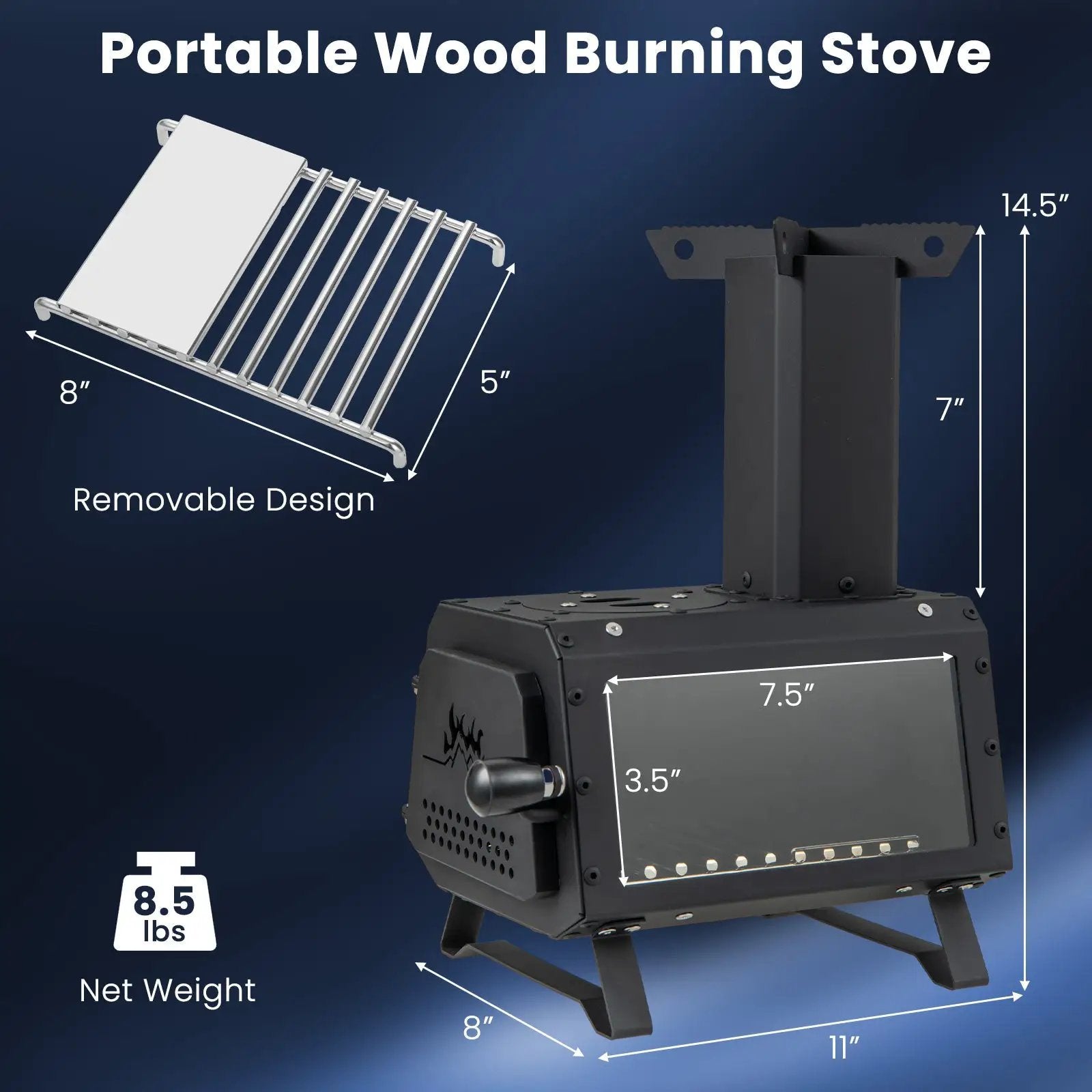 Patented Portable Wood Camping Burning Stove Heater with 2 Cooking Positions by DirectDeals
