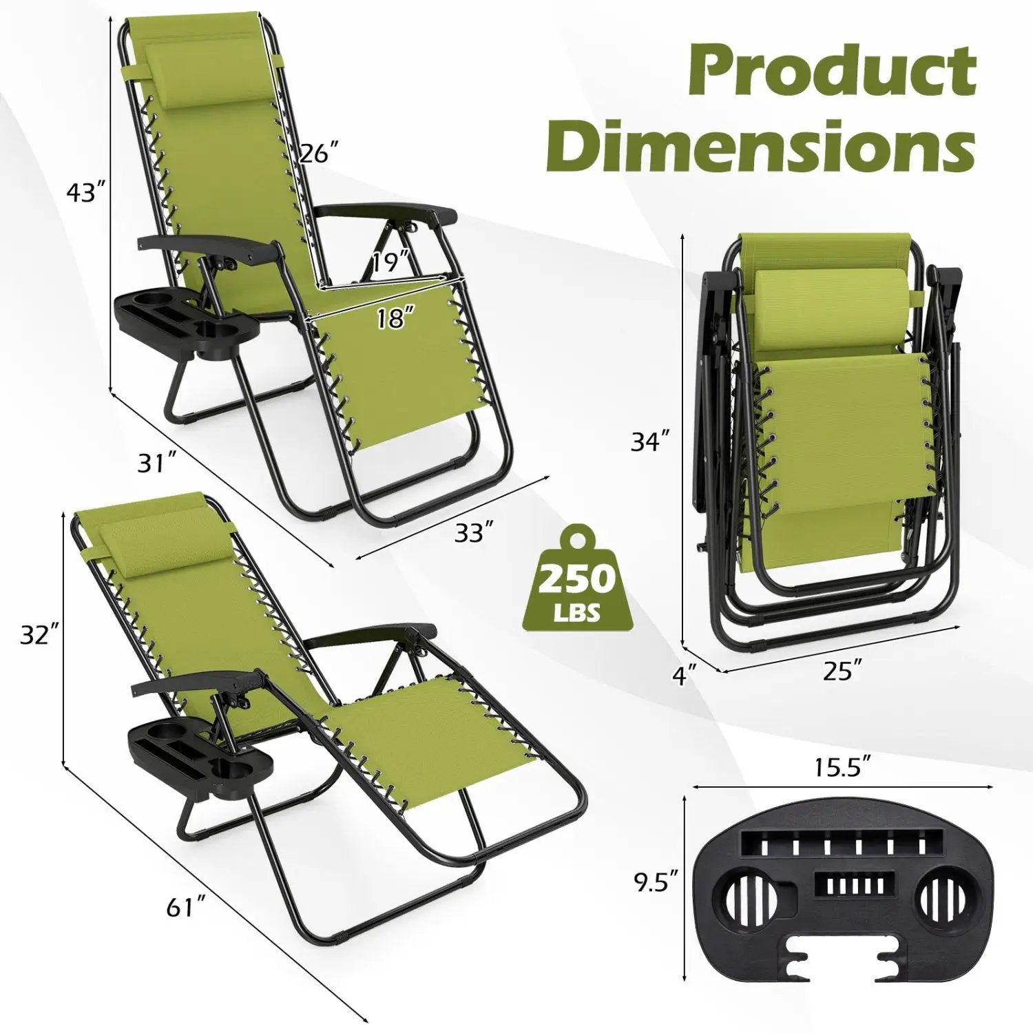 Zero Gravity Recliner Chair with Cup Holder and Pillow by DirectDeals