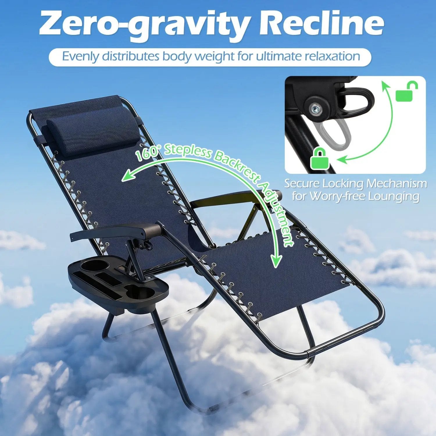 Zero Gravity Recliner Chair with Cup Holder and Pillow by DirectDeals
