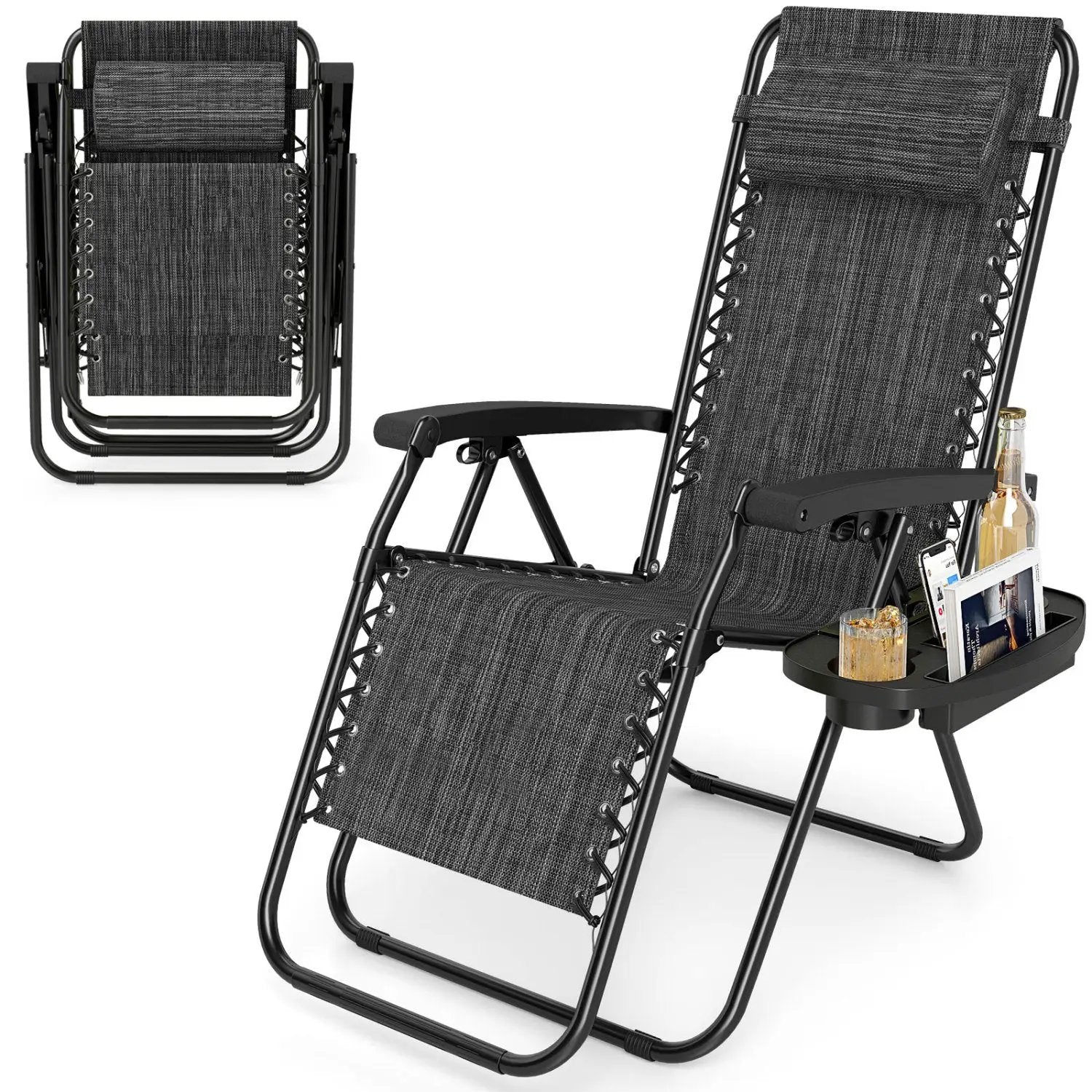 Zero Gravity Recliner Chair with Cup Holder and Pillow by DirectDeals