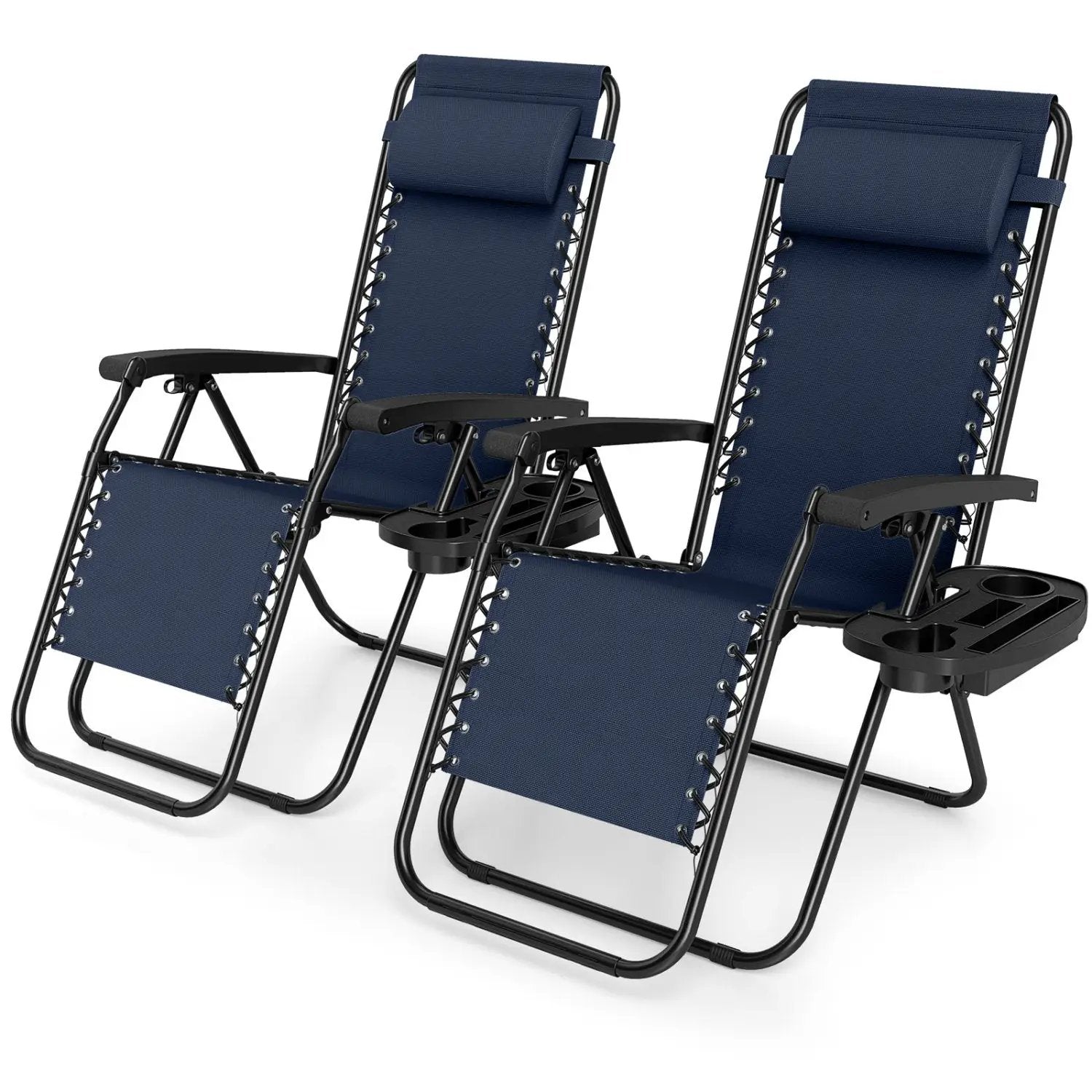Zero Gravity Lounge Chairs Set of 2 with Cup Holders by DirectDeals