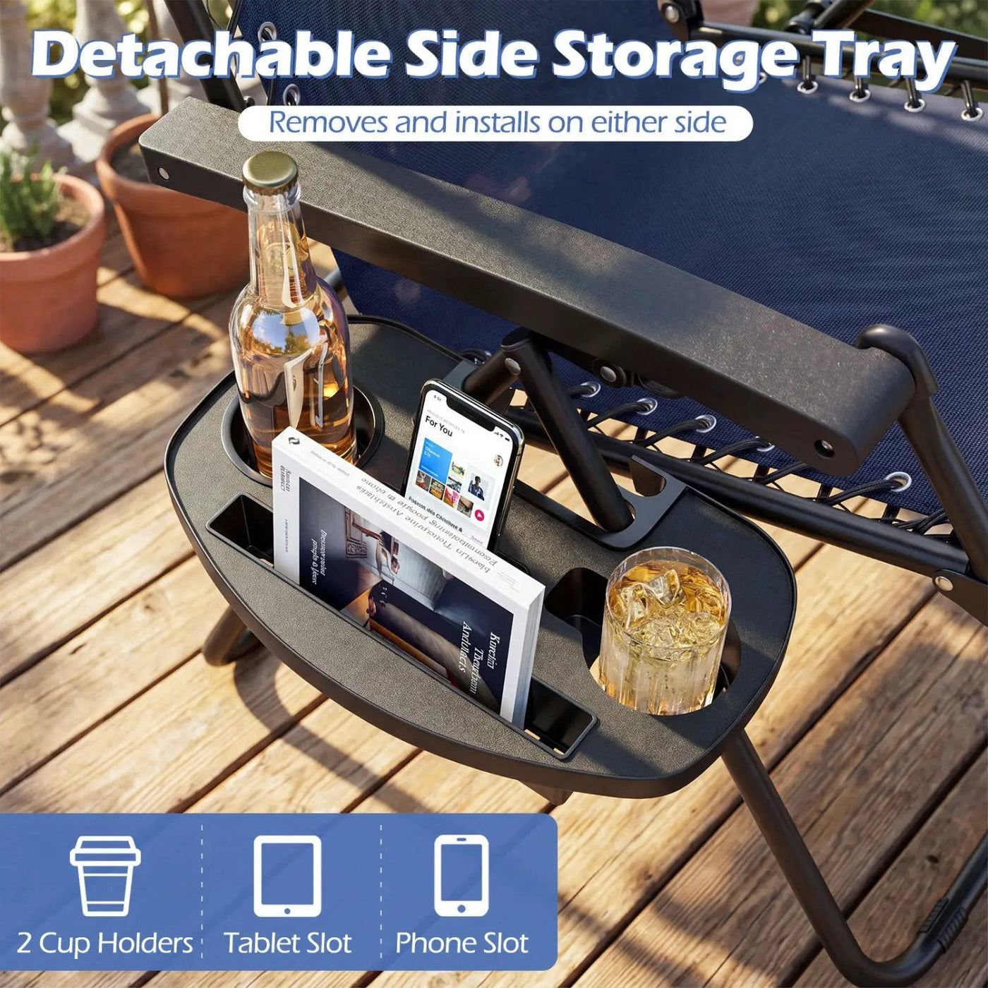 Zero Gravity Lounge Chairs Set of 2 with Cup Holders by DirectDeals