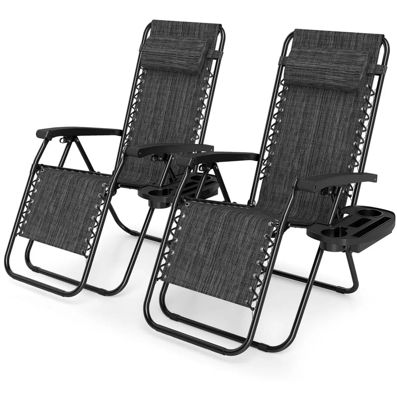 Zero Gravity Lounge Chairs Set of 2 with Cup Holders by DirectDeals