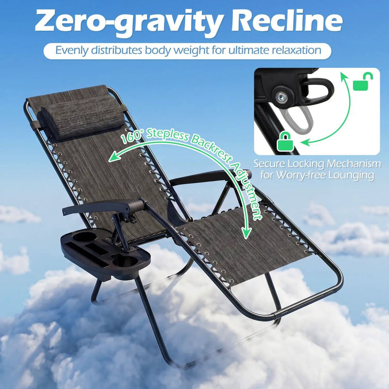 Zero Gravity Lounge Chairs Set of 2 with Cup Holders by DirectDeals