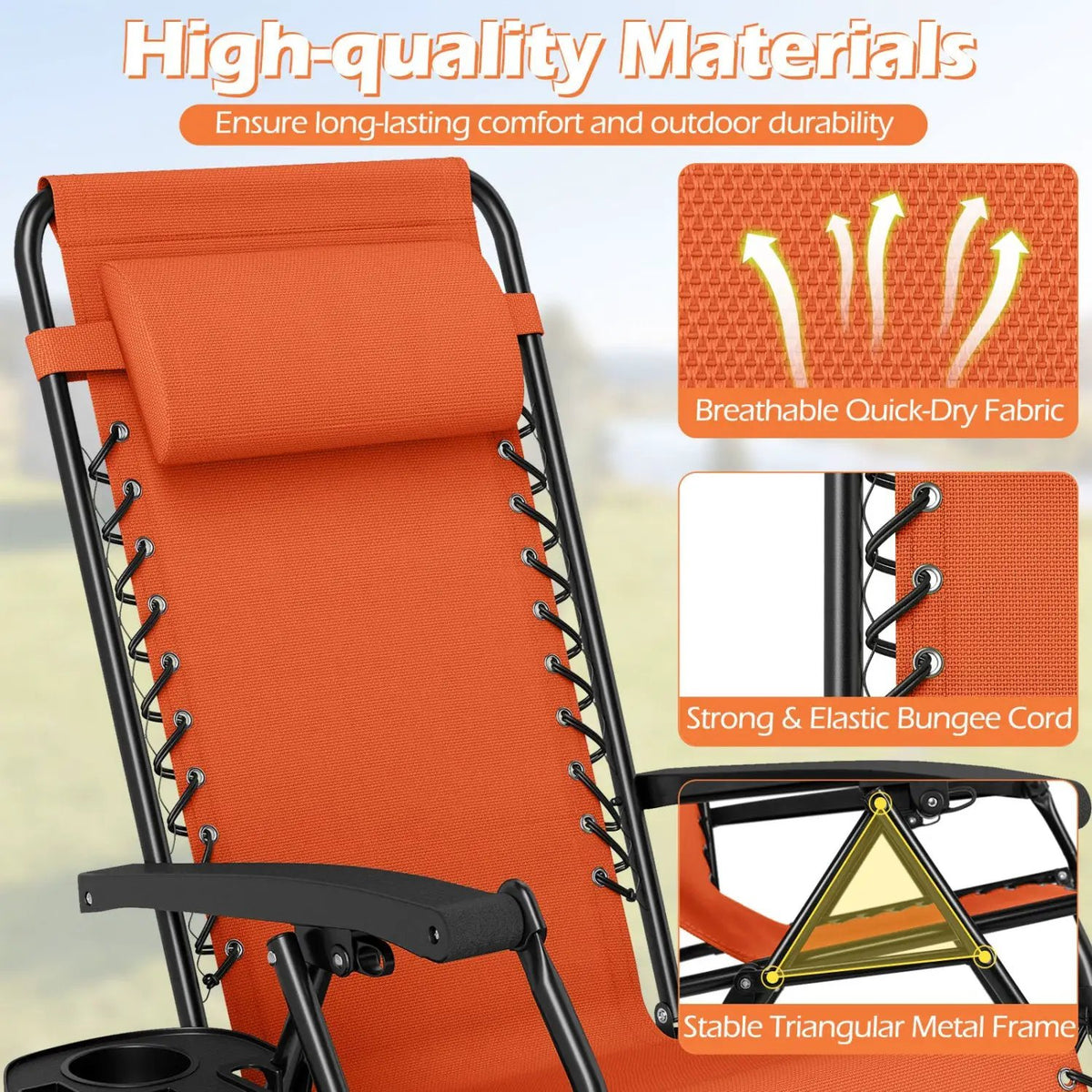 Zero Gravity Lounge Chairs Set of 2 with Cup Holders by DirectDeals