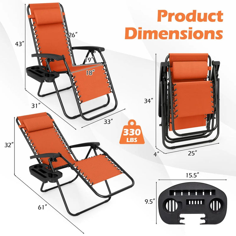 Zero Gravity Recliner Chair with Cup Holder and Pillow by DirectDeals