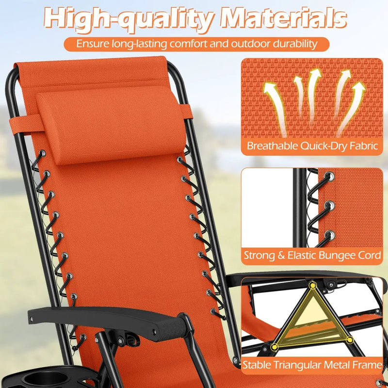 Zero Gravity Recliner Chair with Cup Holder and Pillow by DirectDeals