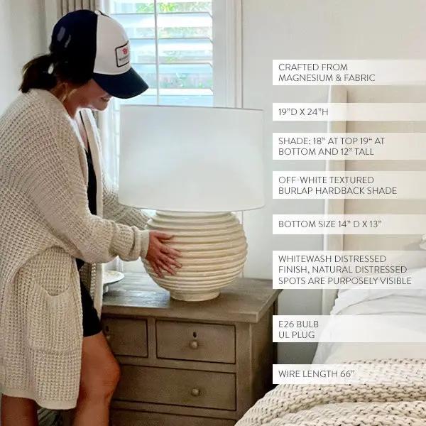 Weathered Cream Round Table Lamp by Decor Steals