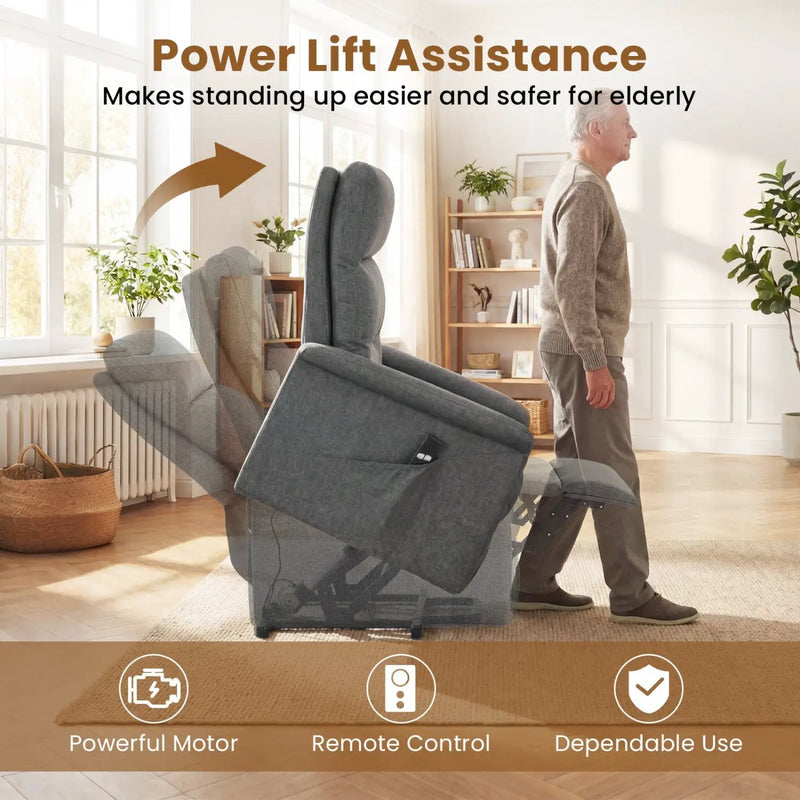 Power Lift Recliner Chair for Elderly with Remote Control and Side Storage Pocket by DirectDeals