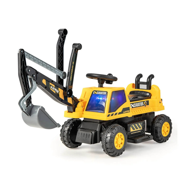 Kids ASTM Certificated Powered Ride On Bulldozer with Front Digger Shovel-Yellow by DirectDeals