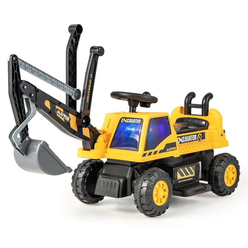 Kids ASTM Certificated Powered Ride On Bulldozer with Front Digger Shovel-Yellow by DirectDeals
