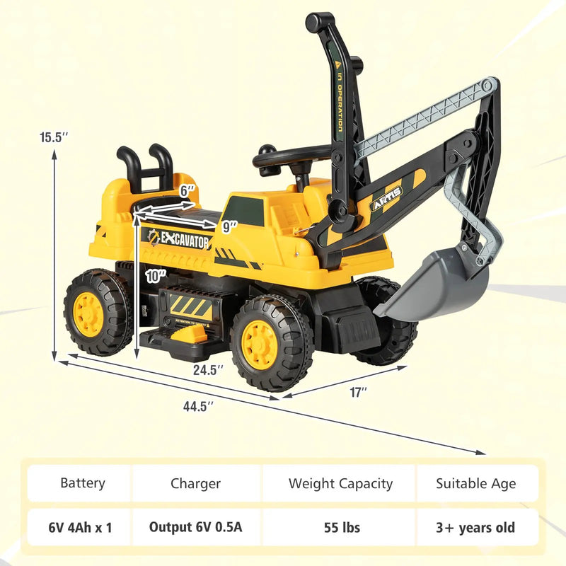 Kids ASTM Certificated Powered Ride On Bulldozer with Front Digger Shovel-Yellow by DirectDeals