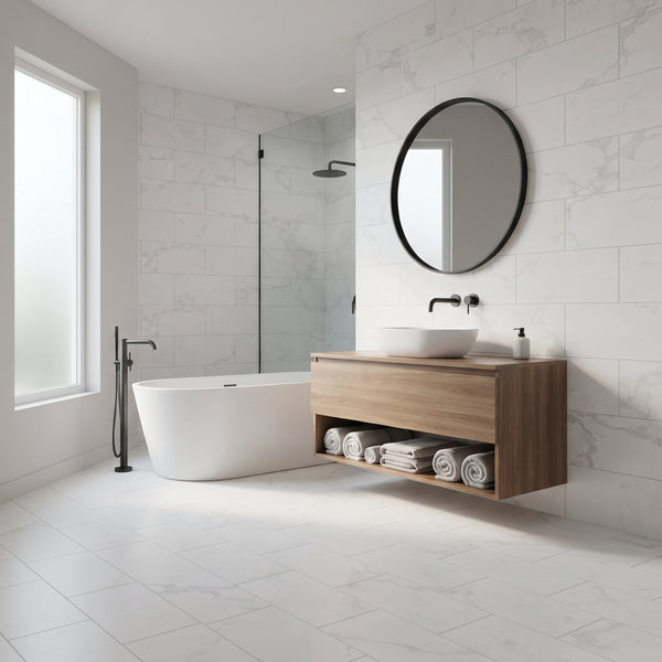 Praia Carrara Matte Porcelain Tiles 12x24