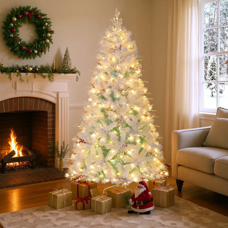 Pre-Lit Artificial Christmas Tree with Snow Flocked Branch Tips by DirectDeals