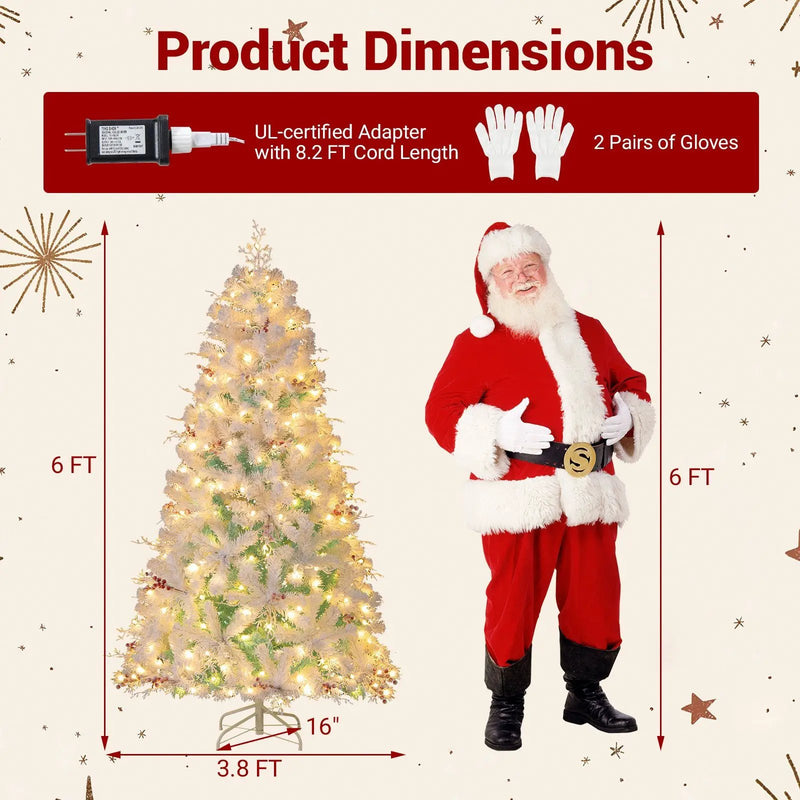 Pre-Lit Artificial Christmas Tree with Snow Flocked Branch Tips by DirectDeals