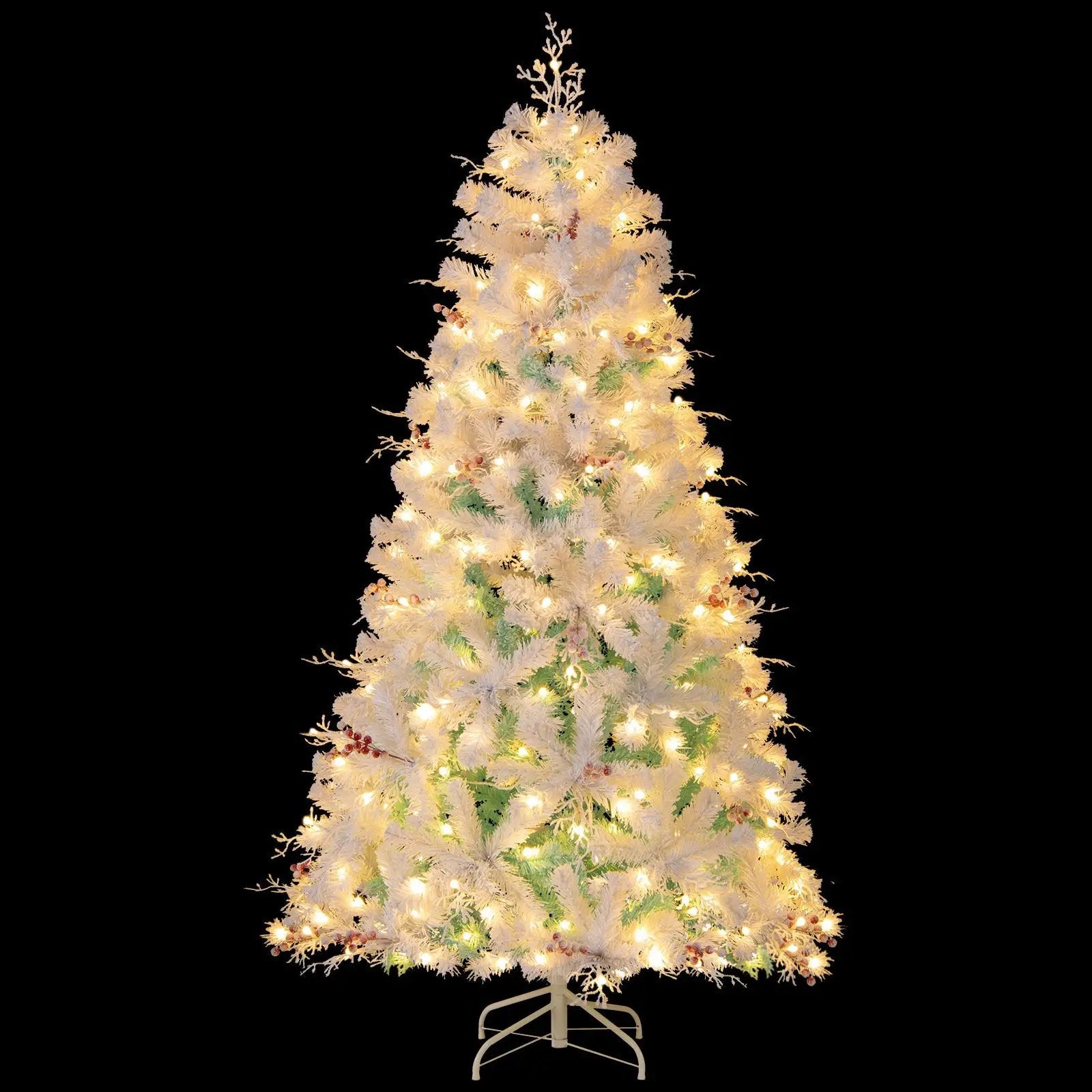 Pre-Lit Artificial Christmas Tree with Snow Flocked Branch Tips by DirectDeals