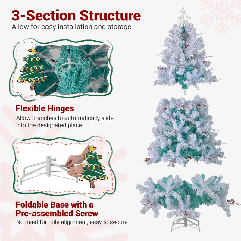 Pre-Lit Artificial Christmas Tree with Snow Flocked Branch Tips by DirectDeals