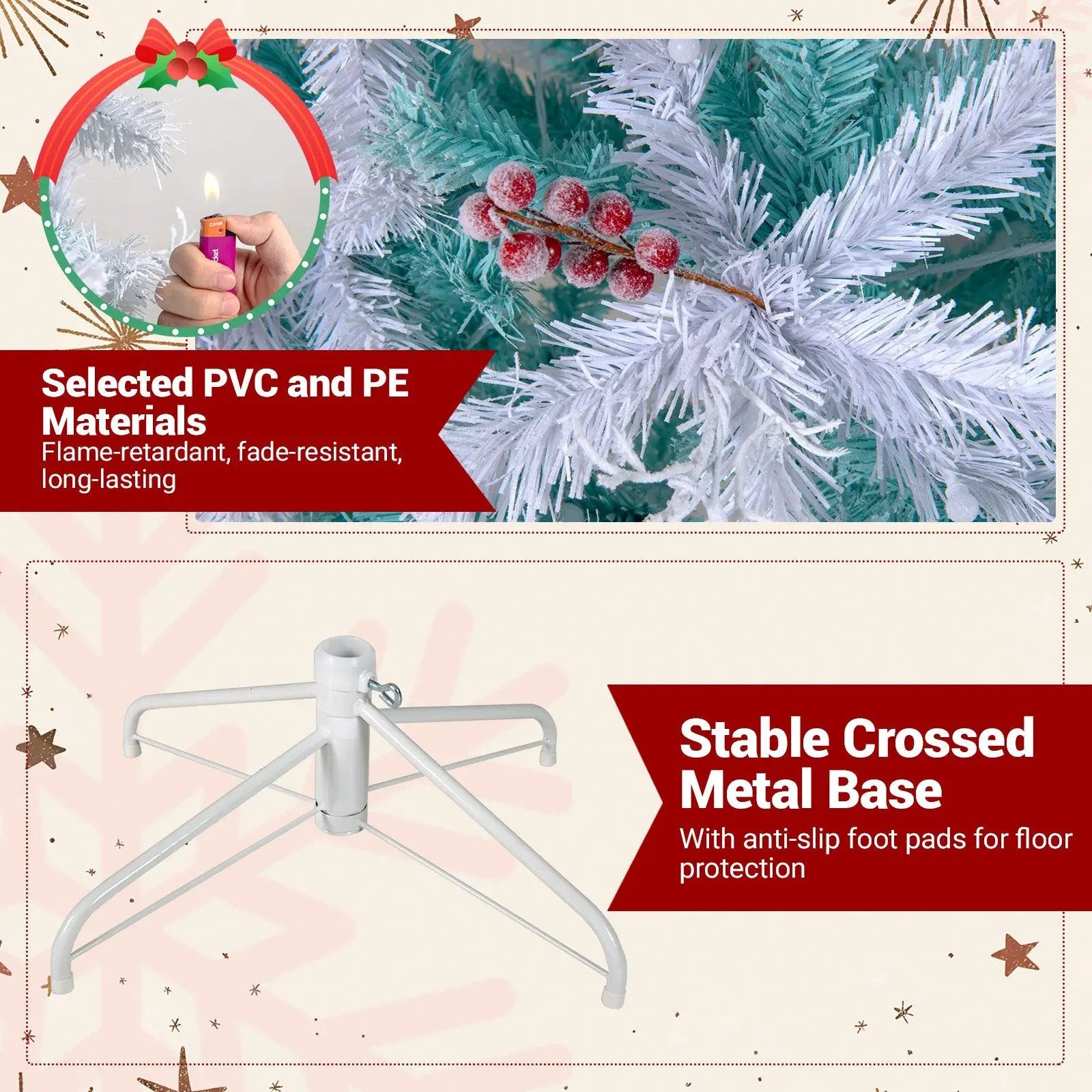 Pre-Lit Artificial Christmas Tree with Snow Flocked Branch Tips by DirectDeals