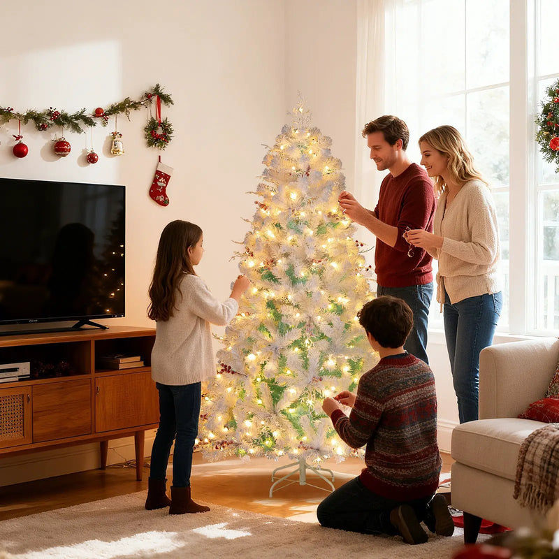Pre-Lit Artificial Christmas Tree with Snow Flocked Branch Tips by DirectDeals