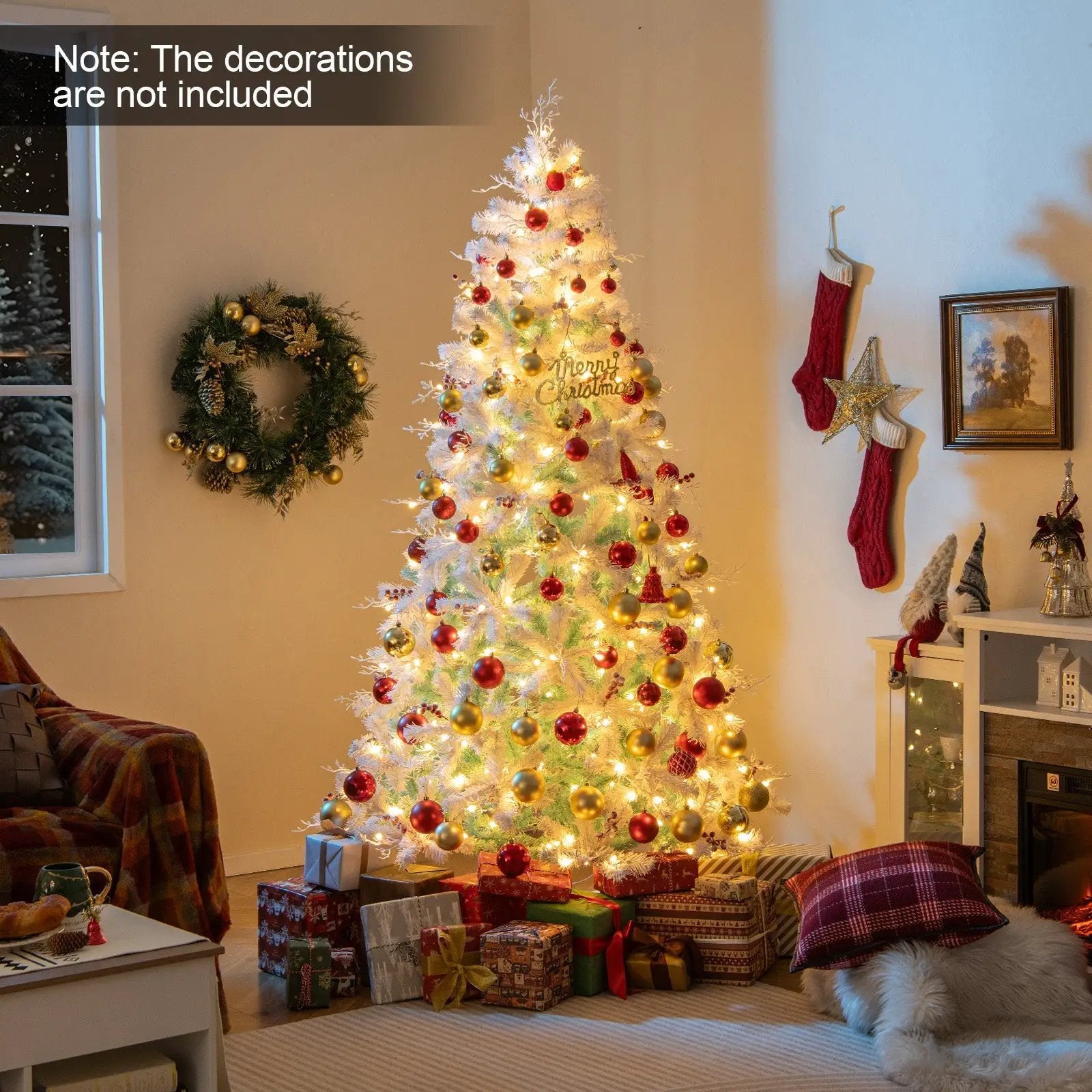 Pre-Lit Artificial Christmas Tree with Snow Flocked Branch Tips by DirectDeals