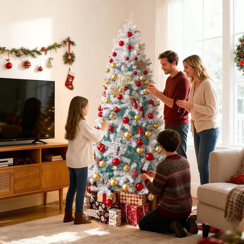 Pre-Lit Artificial Christmas Tree with Snow Flocked Branch Tips by DirectDeals