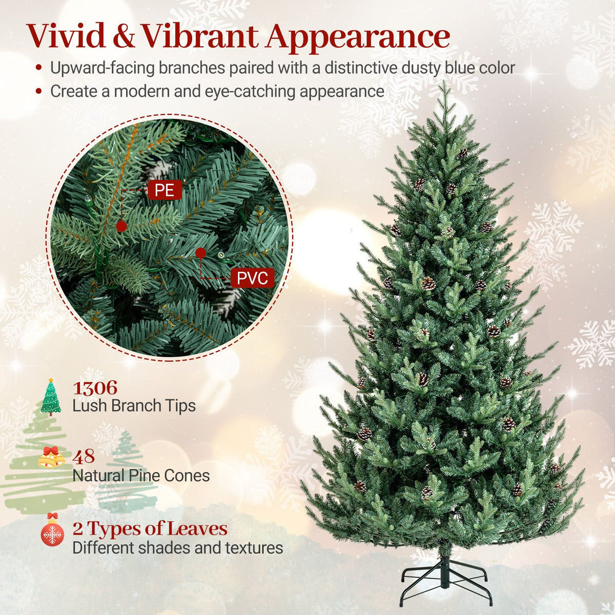 Pre-Lit Artificial Christmas Tree with Multicolored LED Lights-M, photo 7 of 10