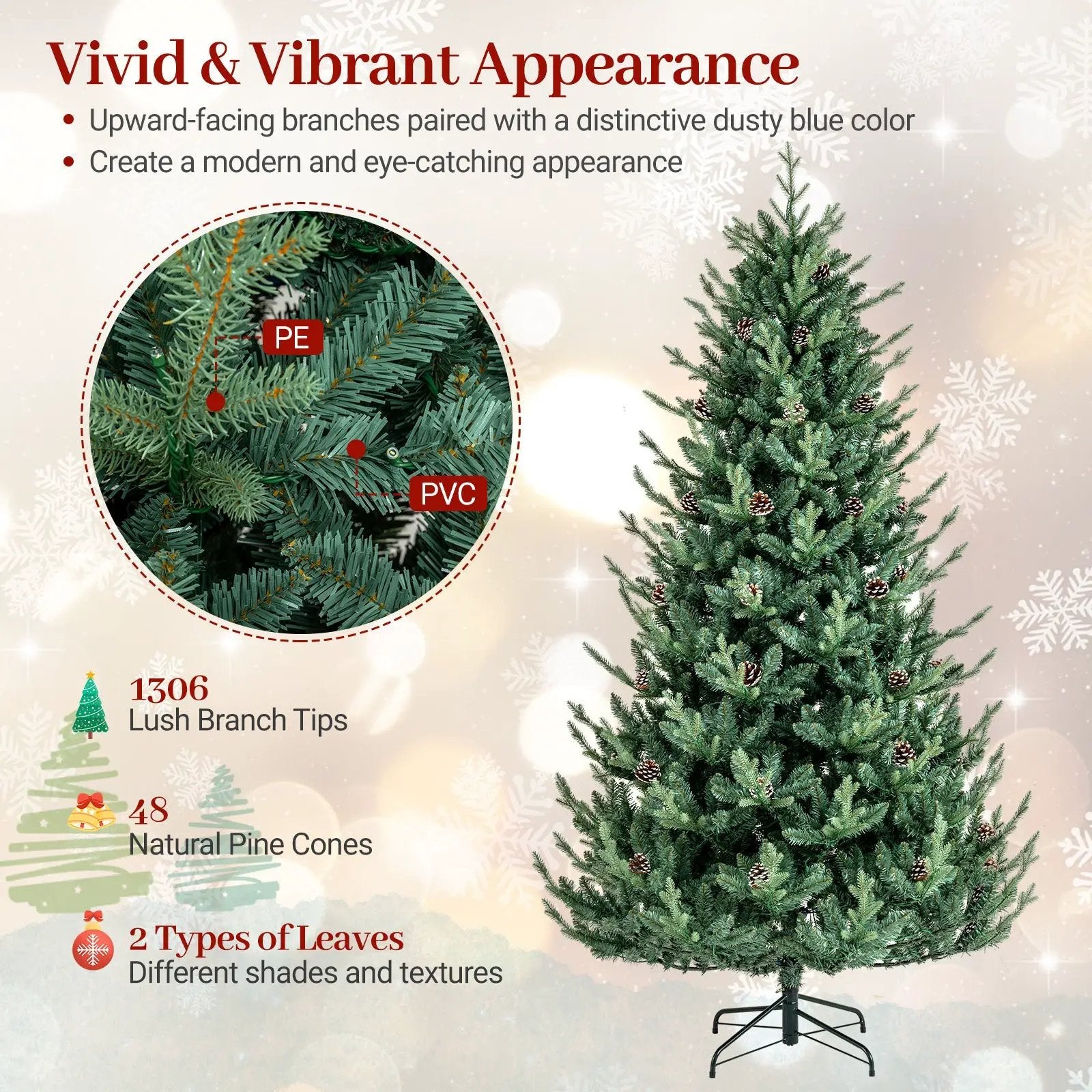Pre-Lit Artificial Christmas Tree with Multicolored LED Lights-M by DirectDeals