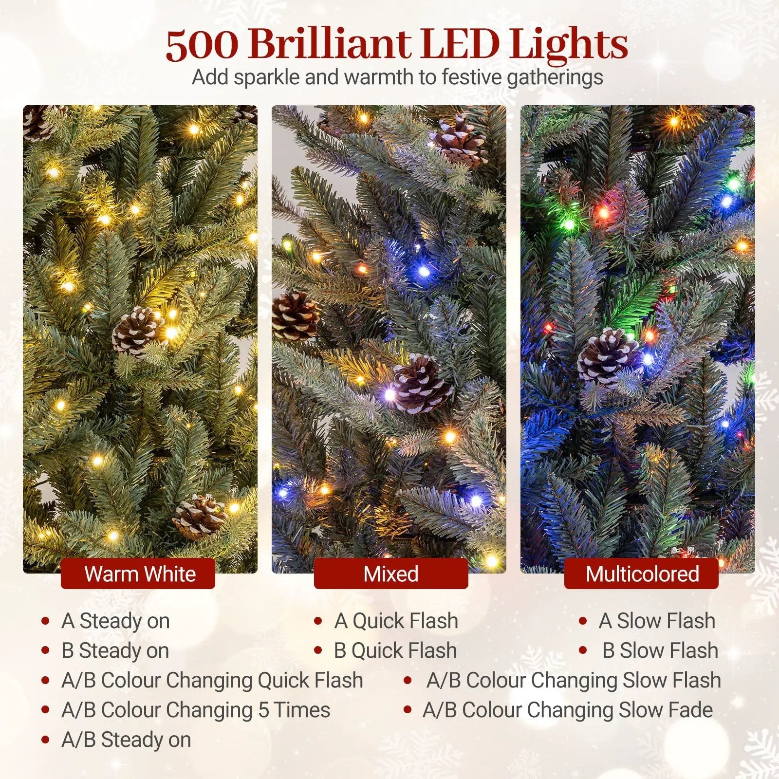 Pre-Lit Artificial Christmas Tree with Multicolored LED Lights-M by DirectDeals