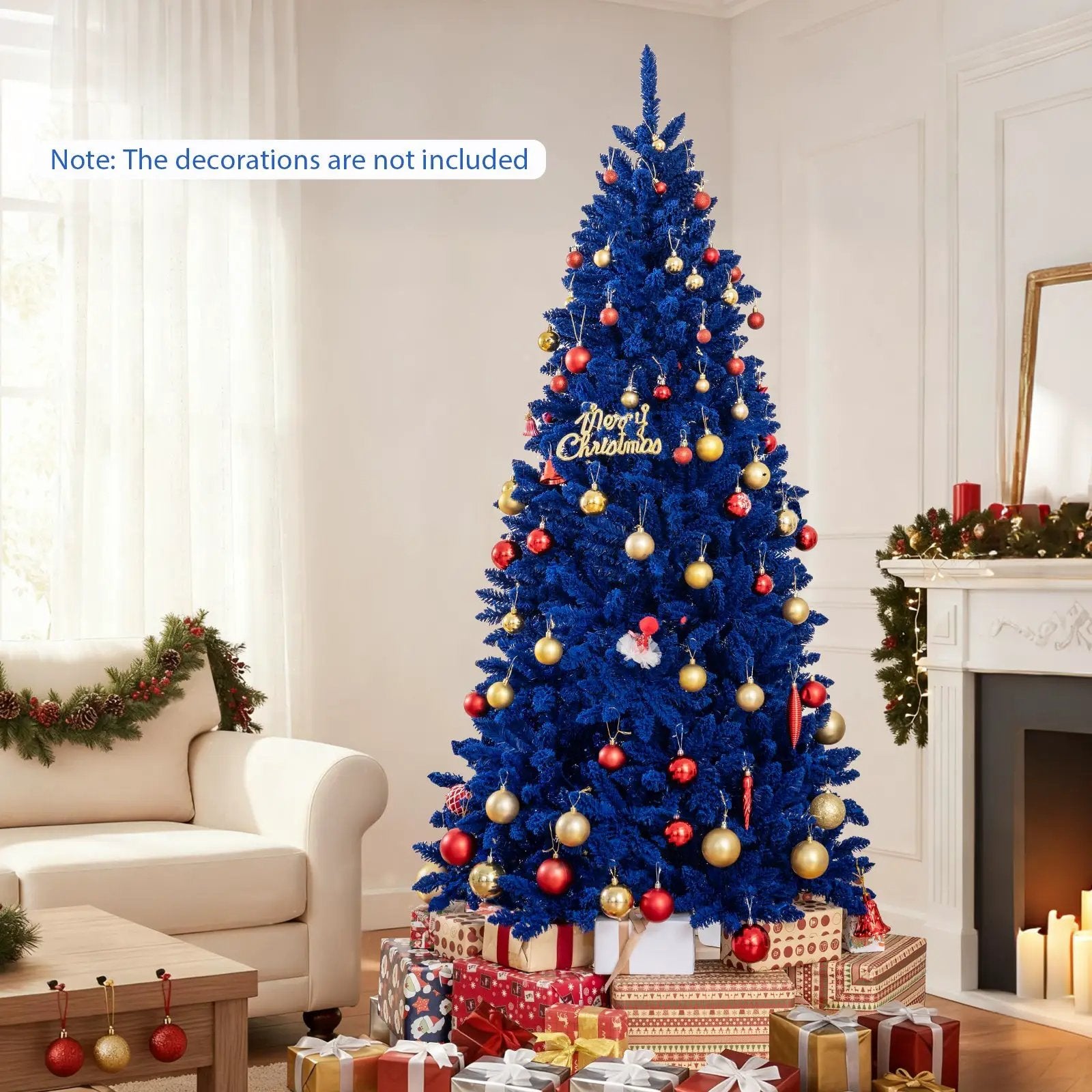 Pre-Lit Artificial Christmas Tree with 340 Blue LED Lights and 3 Modes-7 ft by DirectDeals