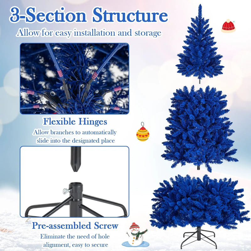 Pre-Lit Artificial Christmas Tree with 340 Blue LED Lights and 3 Modes-7 ft by DirectDeals