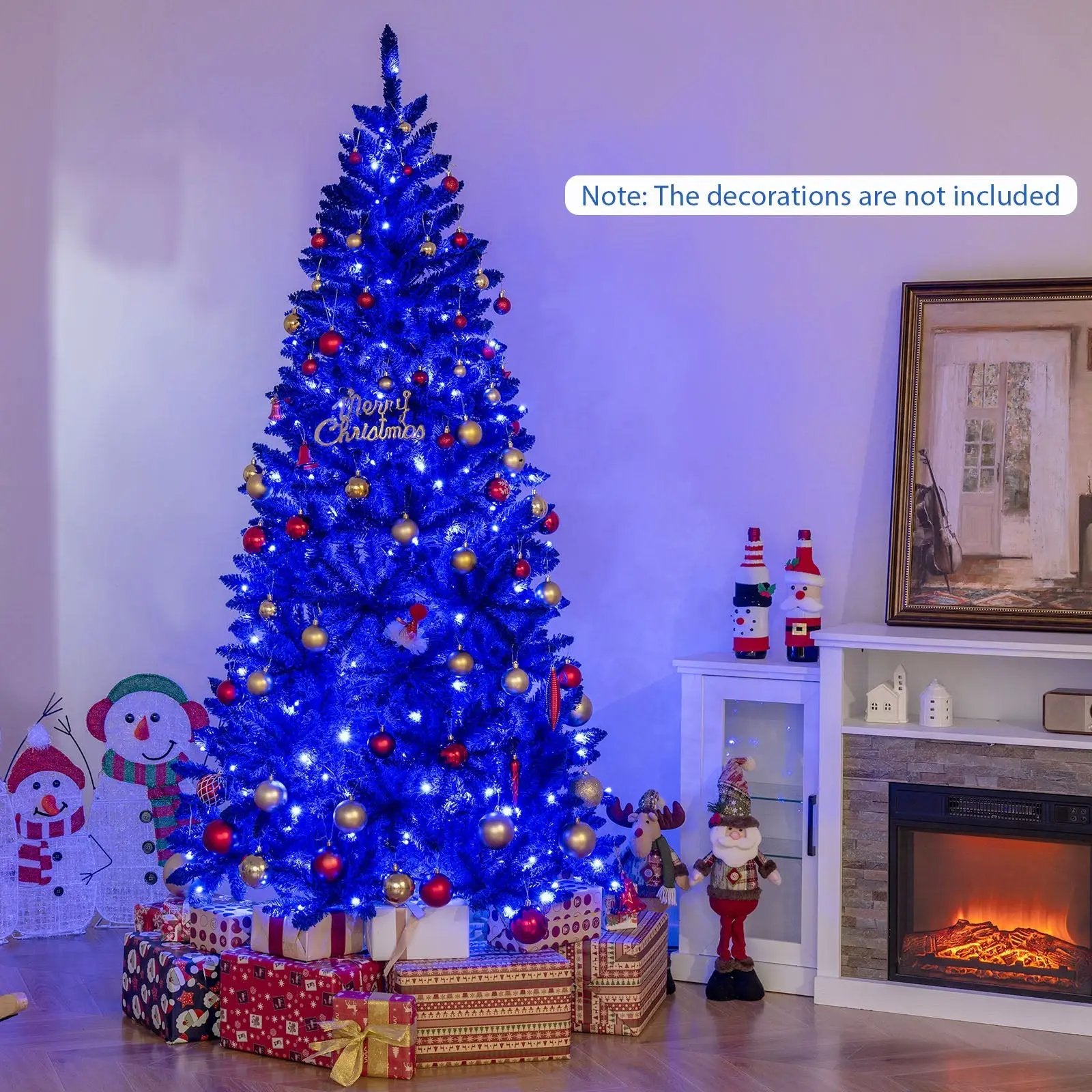 Pre-Lit Artificial Christmas Tree with 340 Blue LED Lights and 3 Modes-7 ft by DirectDeals