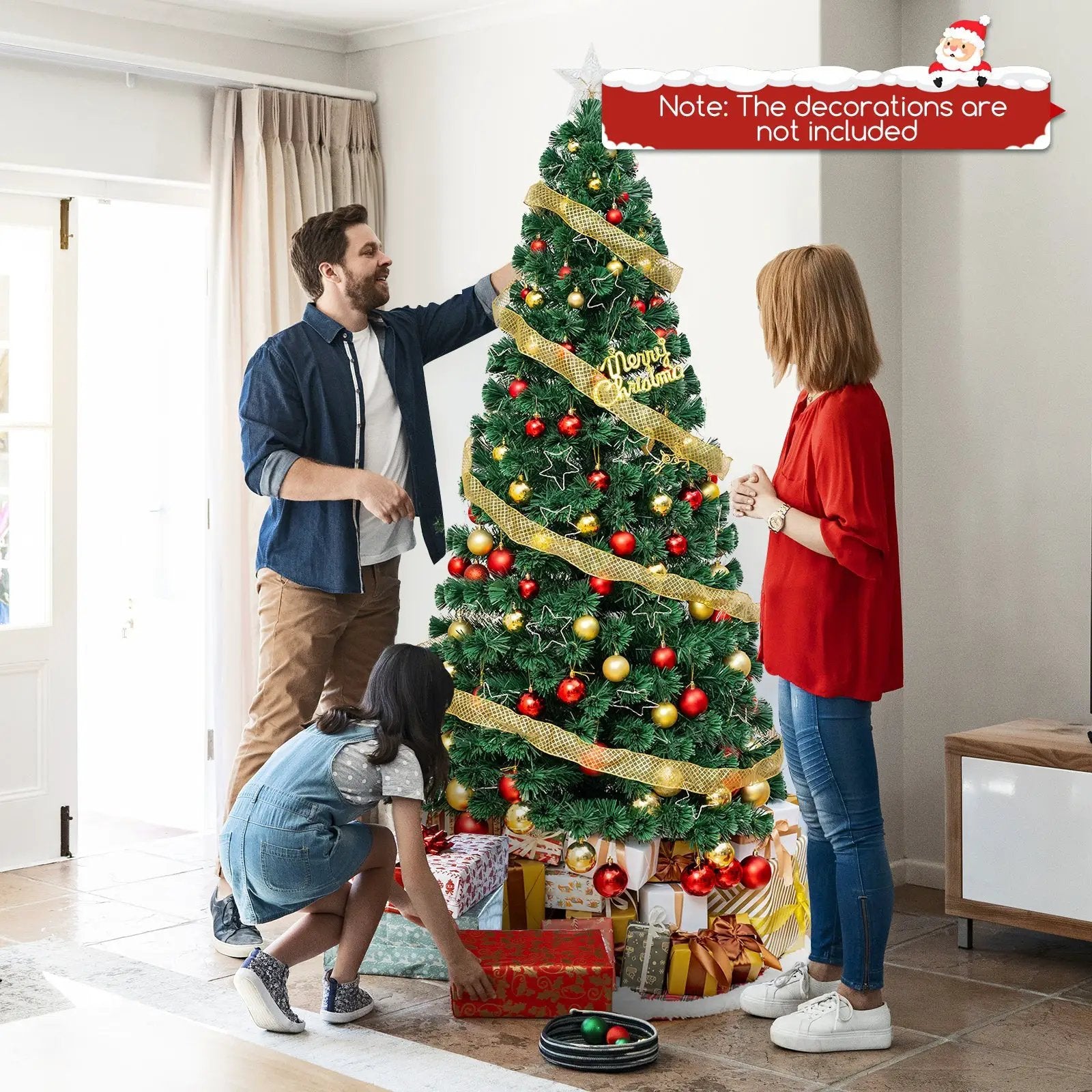 Pre-Lit Artificial Xmas Tree with Top Star and Branch Tips by DirectDeals
